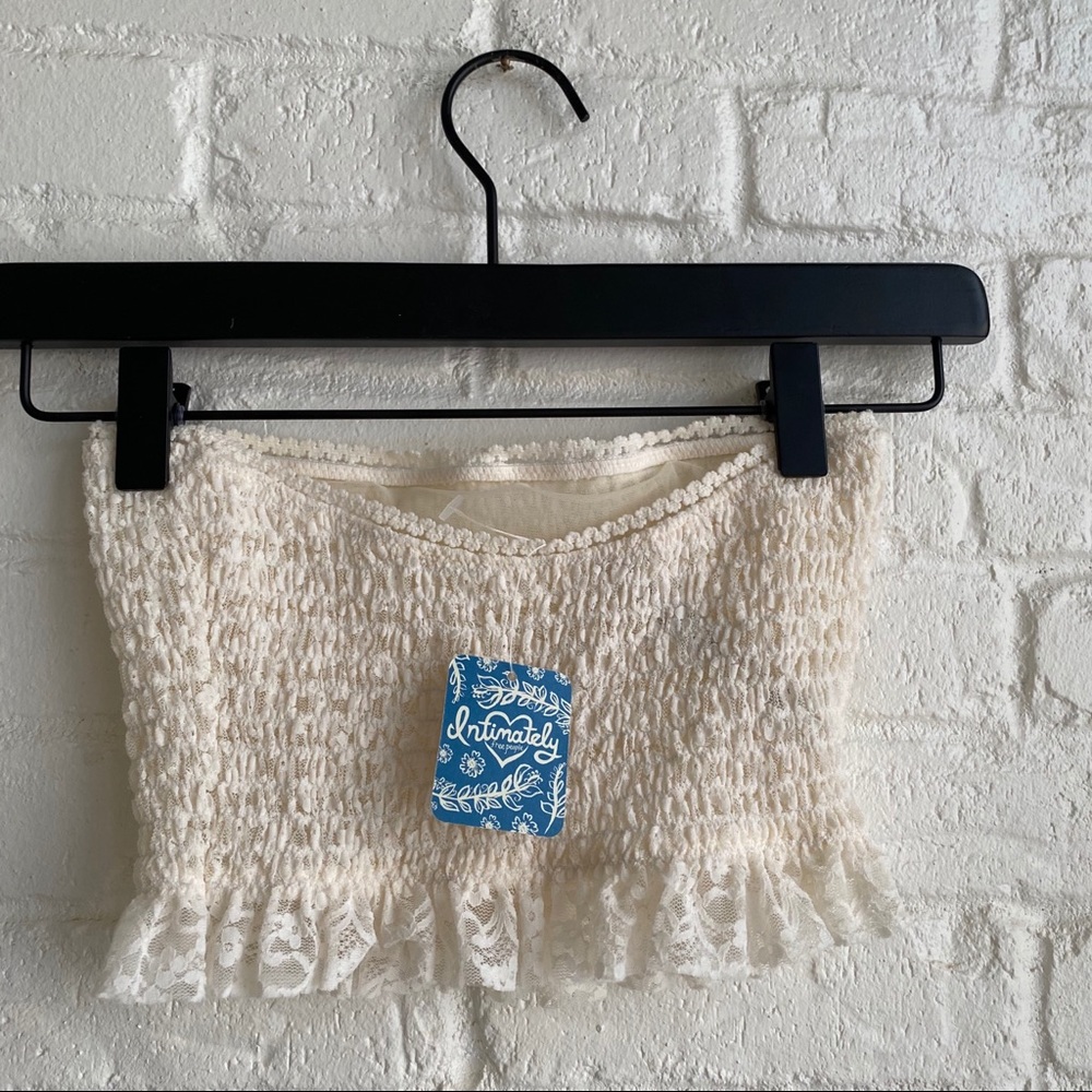Free People Cream Lace Smocked Tube Top